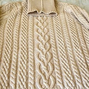 Jeanne Pierre Beige 100% Cotton Long Sleeves Turtle   Neck  Sweater Size S/M
